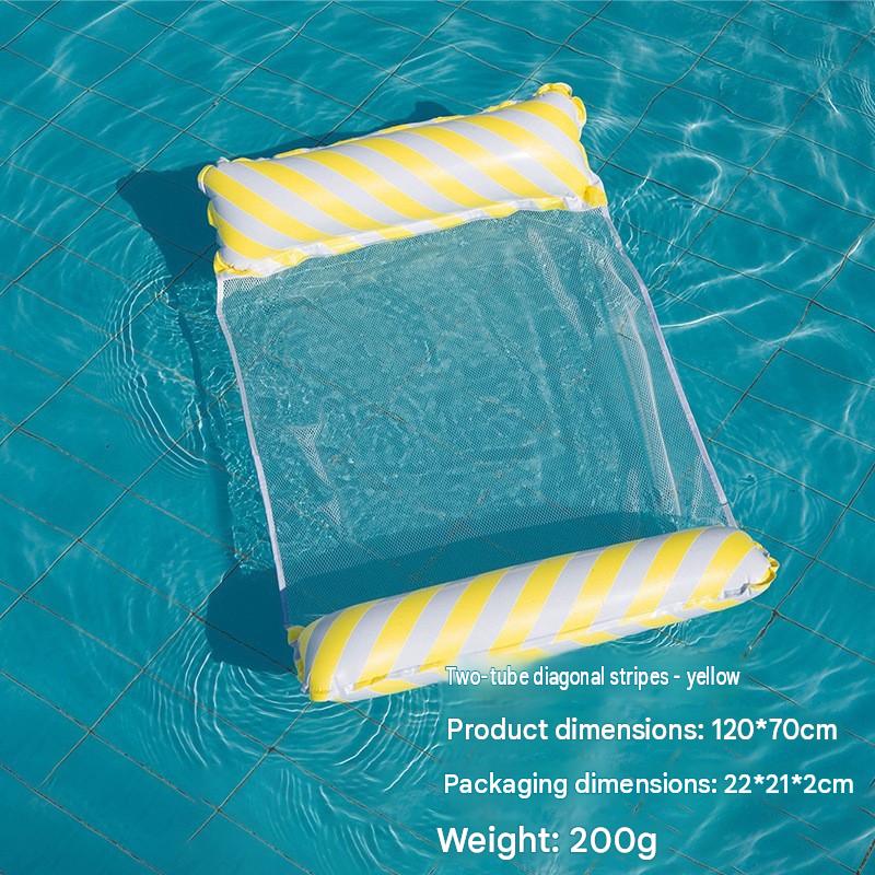 Cross-border spot swimming pool inflatable floating raft, foldable striped floating bed, water park hammock, single lounge chair floating raft