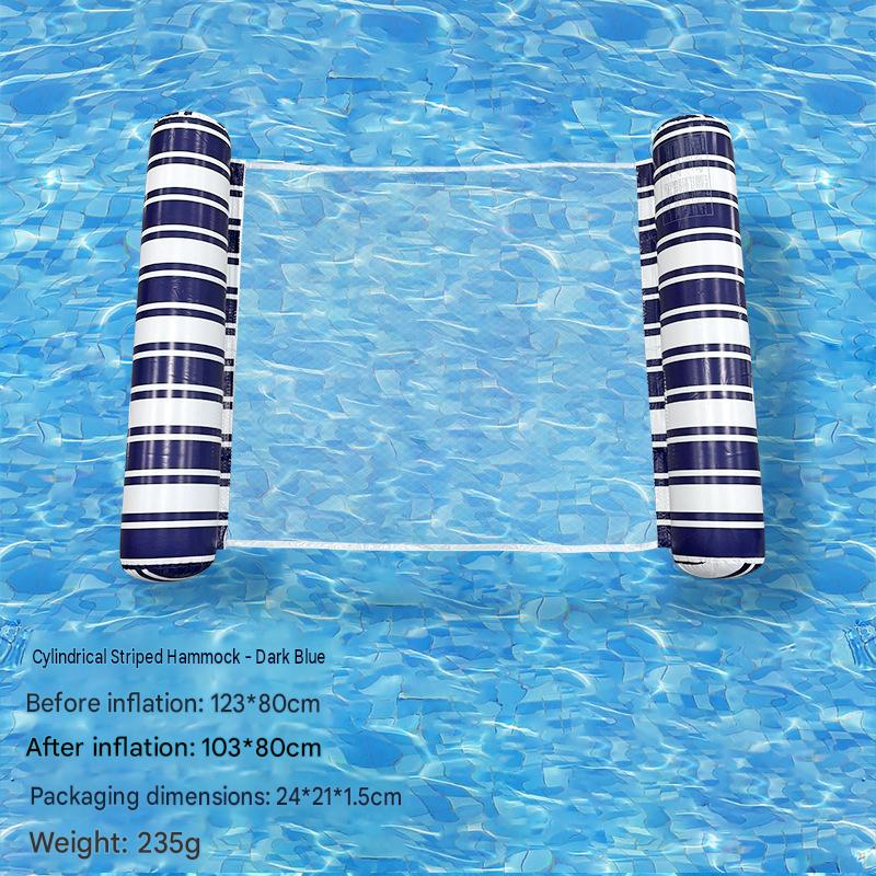 Cross-border spot swimming pool inflatable floating raft, foldable striped floating bed, water park hammock, single lounge chair floating raft