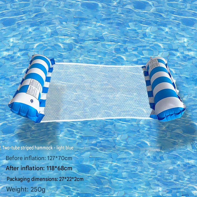 Cross-border spot swimming pool inflatable floating raft, foldable striped floating bed, water park hammock, single lounge chair floating raft