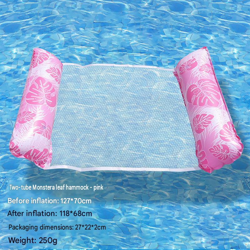 Cross-border spot swimming pool inflatable floating raft, foldable striped floating bed, water park hammock, single lounge chair floating raft