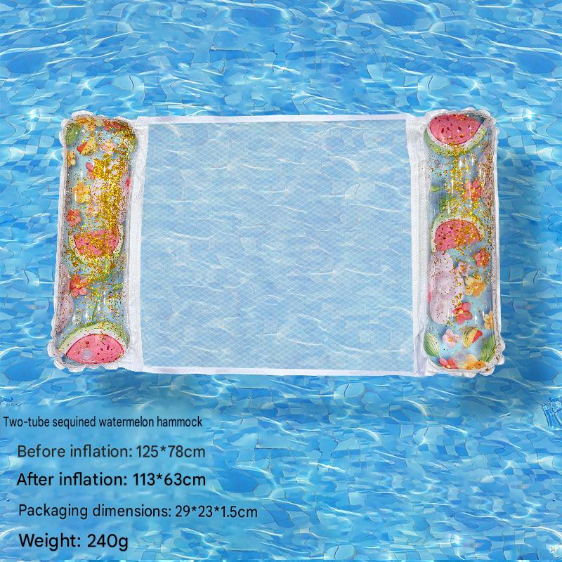 Cross-border spot swimming pool inflatable floating raft, foldable striped floating bed, water park hammock, single lounge chair floating raft