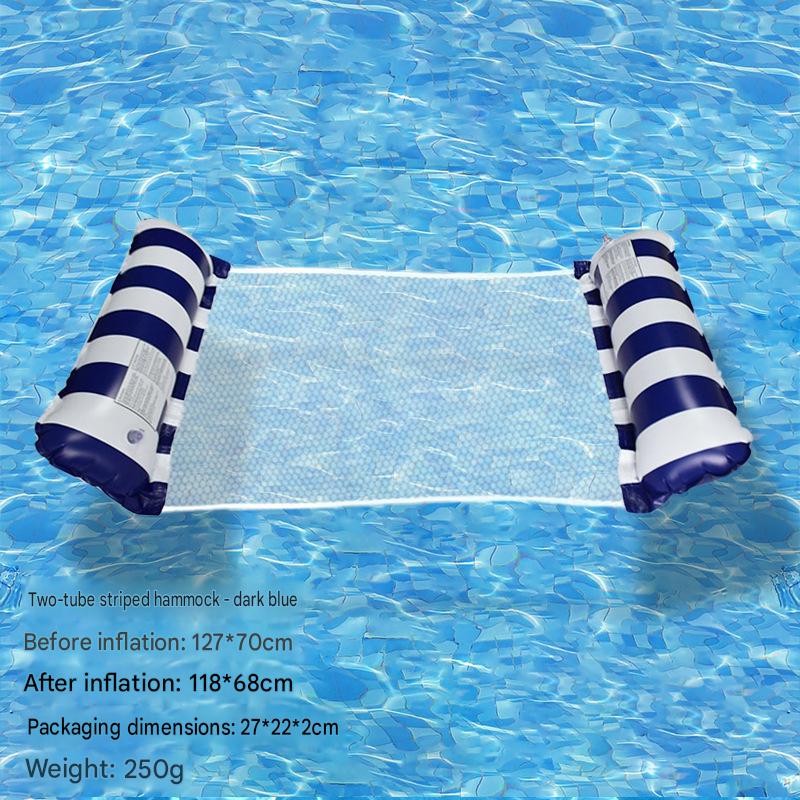 Cross-border spot swimming pool inflatable floating raft, foldable striped floating bed, water park hammock, single lounge chair floating raft