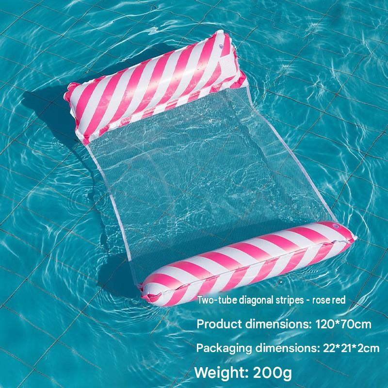 Cross-border spot swimming pool inflatable floating raft, foldable striped floating bed, water park hammock, single lounge chair floating raft