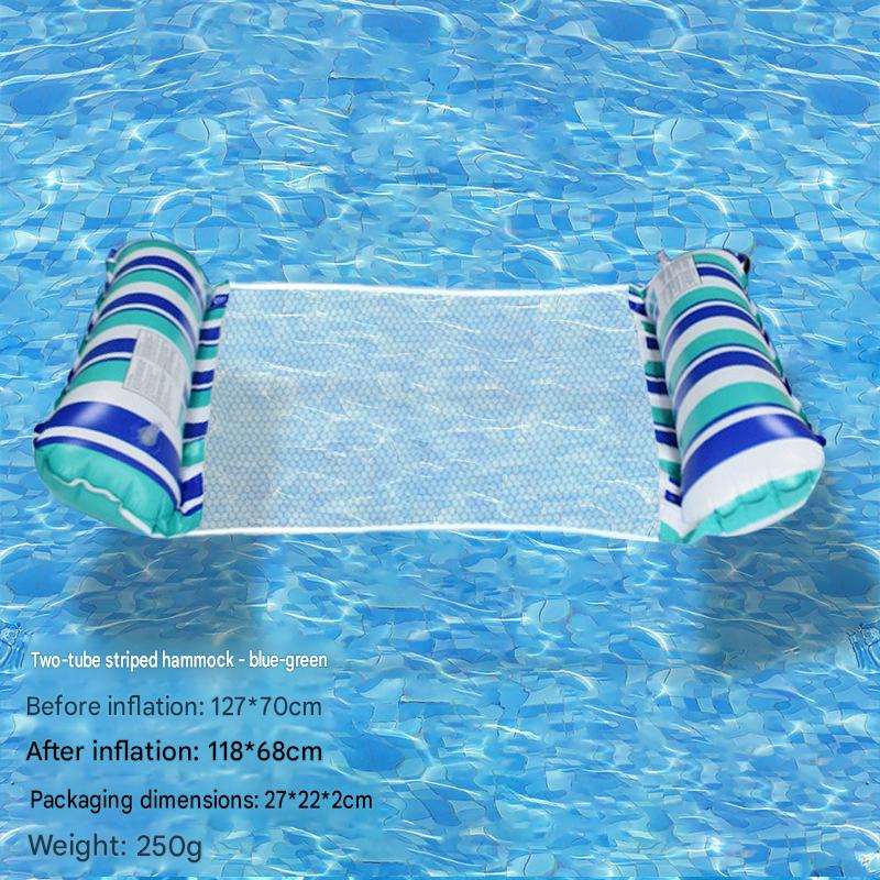 Cross-border spot swimming pool inflatable floating raft, foldable striped floating bed, water park hammock, single lounge chair floating raft