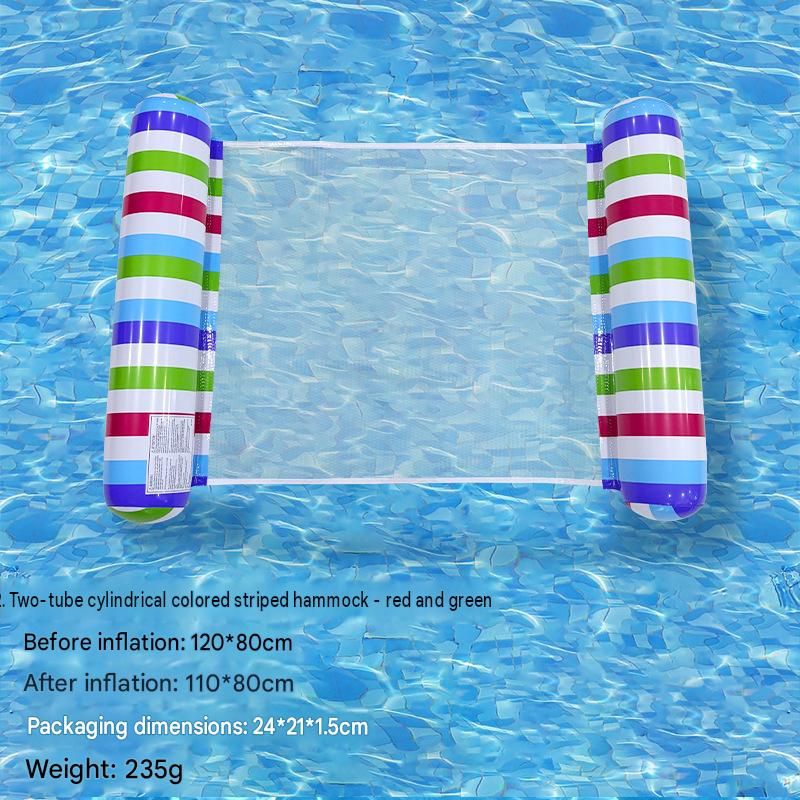 Cross-border spot swimming pool inflatable floating raft, foldable striped floating bed, water park hammock, single lounge chair floating raft