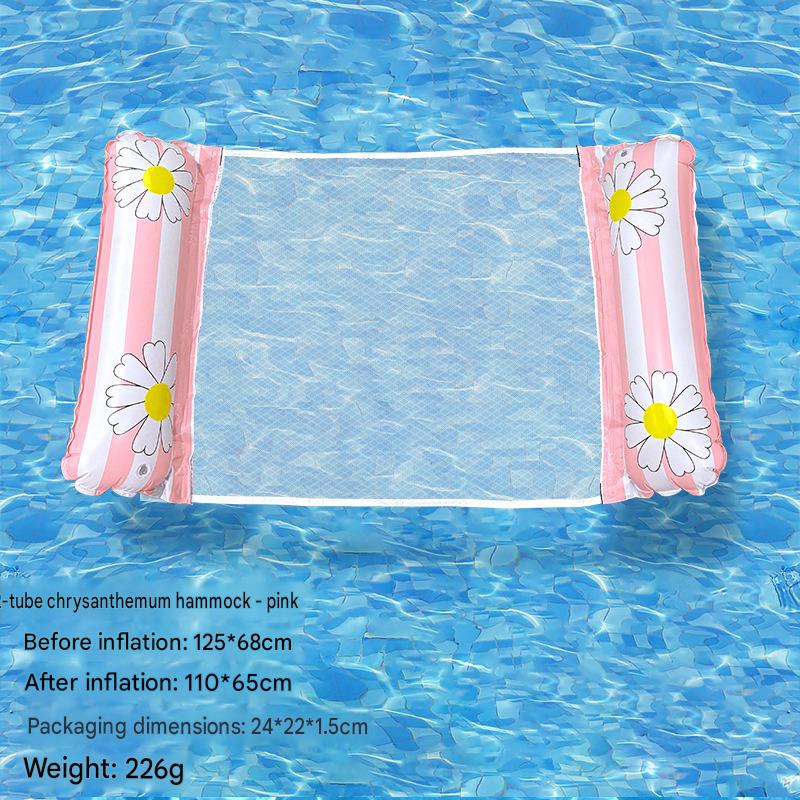 Cross-border spot swimming pool inflatable floating raft, foldable striped floating bed, water park hammock, single lounge chair floating raft