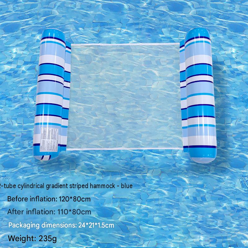 Cross-border spot swimming pool inflatable floating raft, foldable striped floating bed, water park hammock, single lounge chair floating raft