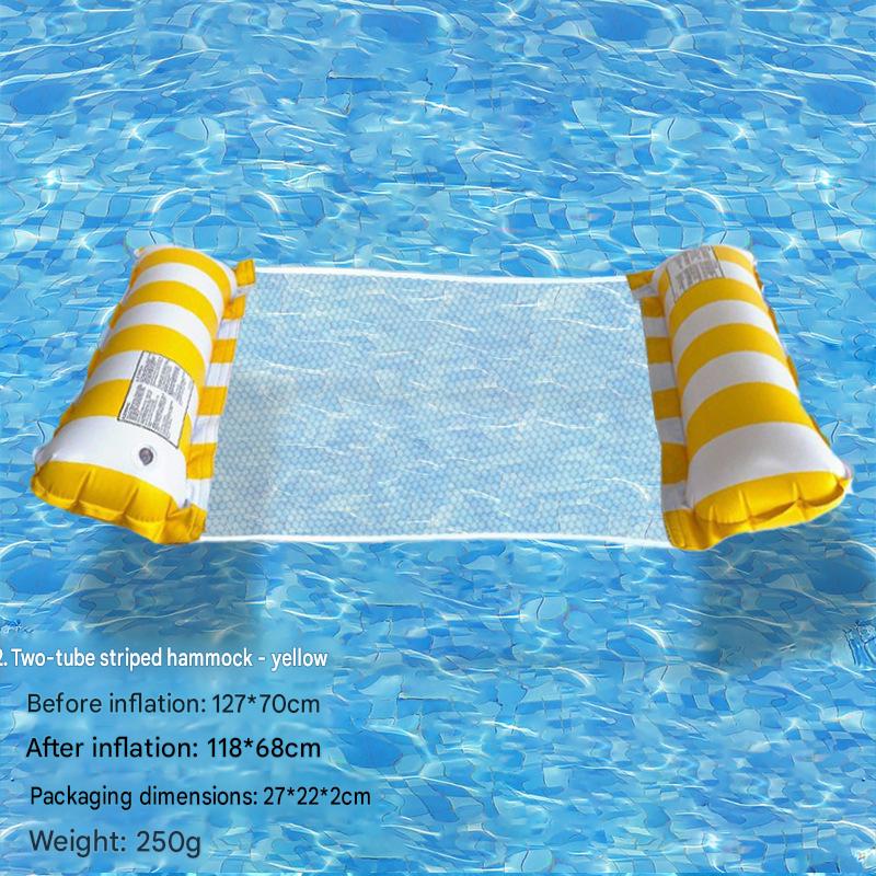 Cross-border spot swimming pool inflatable floating raft, foldable striped floating bed, water park hammock, single lounge chair floating raft