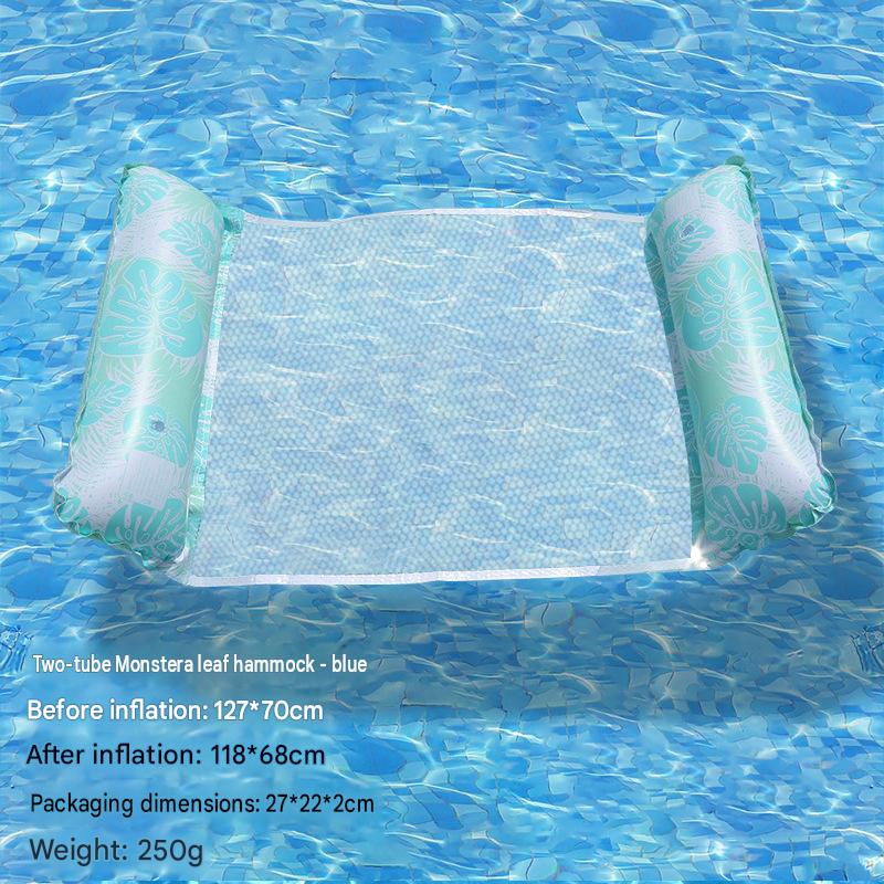 Cross-border spot swimming pool inflatable floating raft, foldable striped floating bed, water park hammock, single lounge chair floating raft
