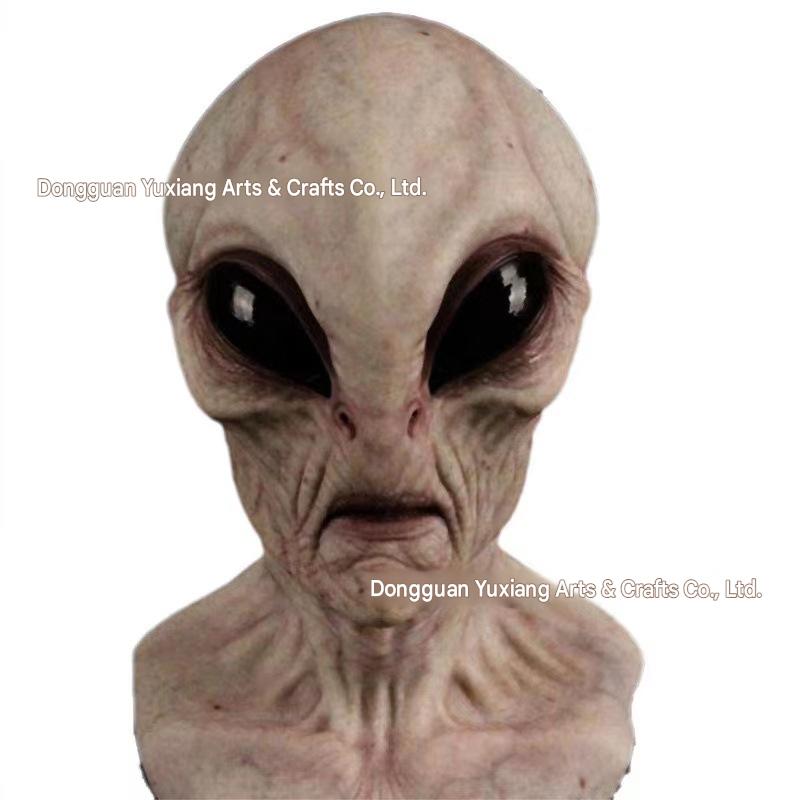 Alien mask latex hood Halloween UFO horror mask green hood cross-border new product