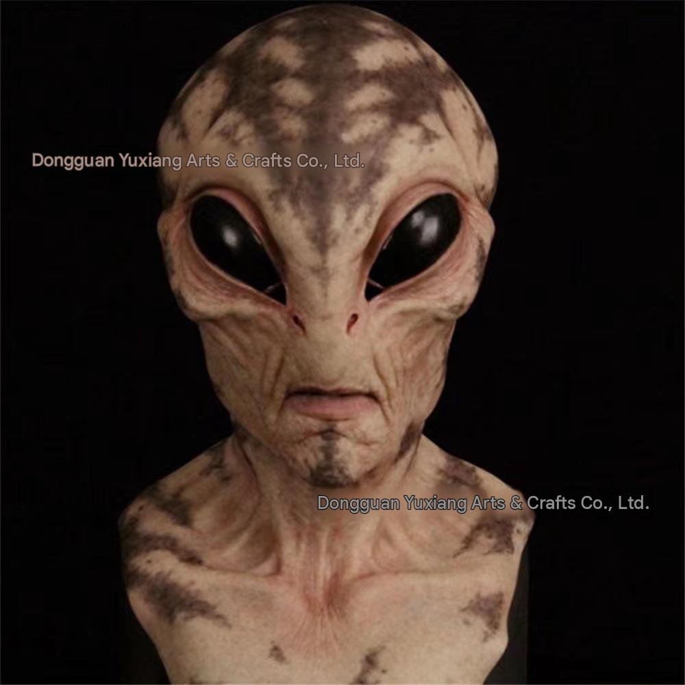 Alien mask latex hood Halloween UFO horror mask green hood cross-border new product