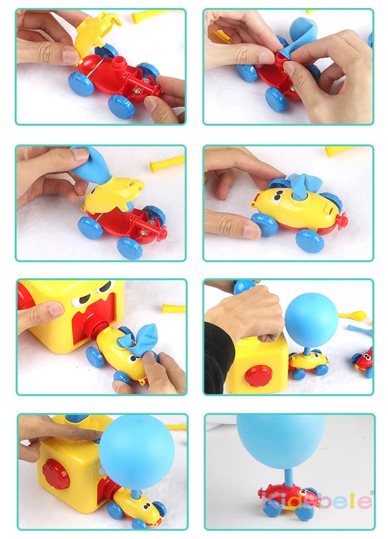 Powered balloon car Douyin hot selling children's inertia press balloon powered car puzzle new strange car toy