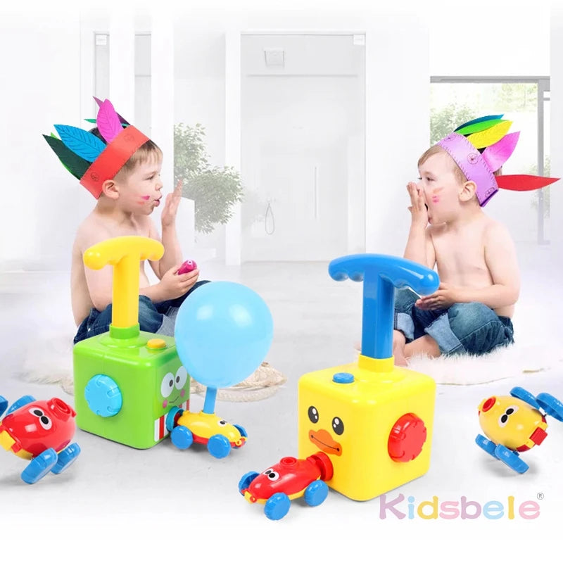 Powered balloon car Douyin hot selling children's inertia press balloon powered car puzzle new strange car toy