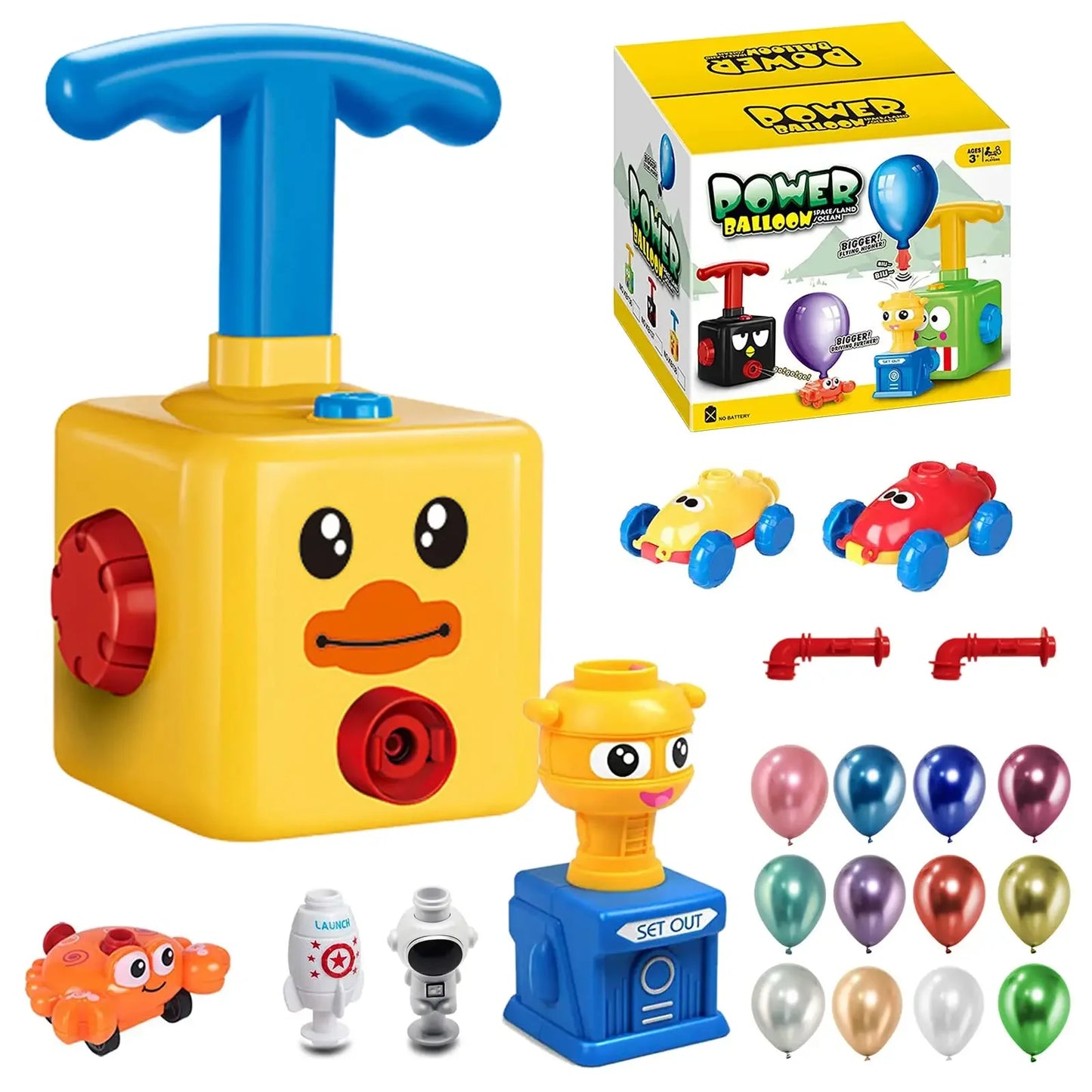 Powered balloon car Douyin hot selling children's inertia press balloon powered car puzzle new strange car toy
