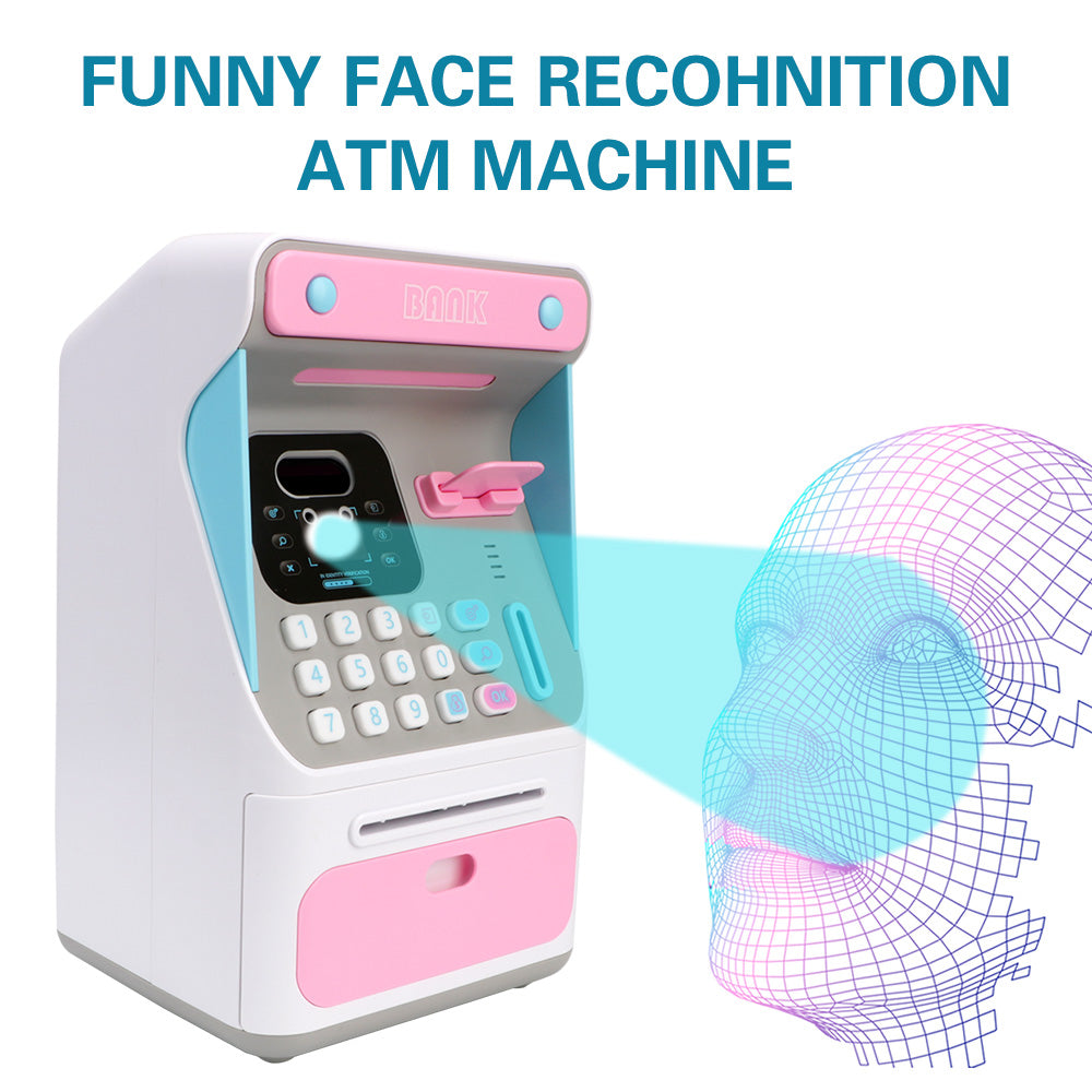 Simulation Face Recognition ATM Cash Deposit Box Simulation Password Automatic Rolling Money Safe Deposit Box Educational Toys
