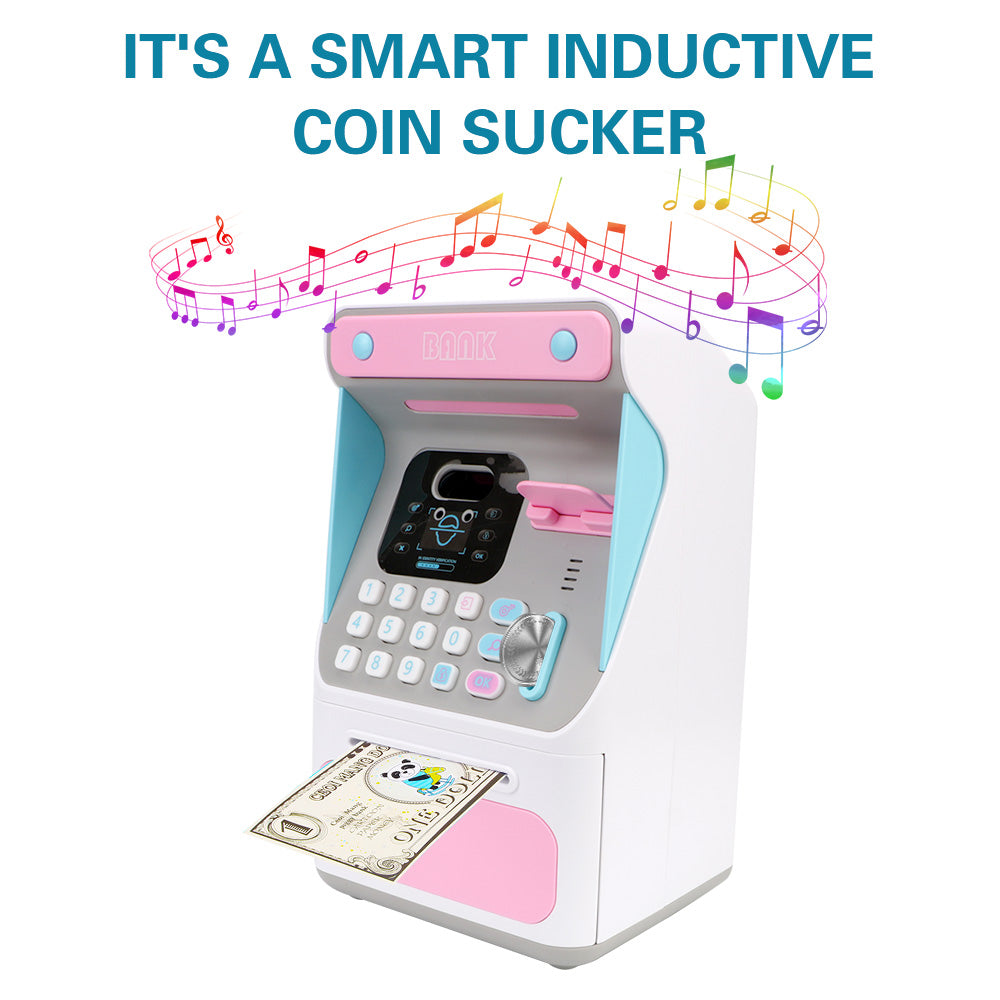 Simulation Face Recognition ATM Cash Deposit Box Simulation Password Automatic Rolling Money Safe Deposit Box Educational Toys