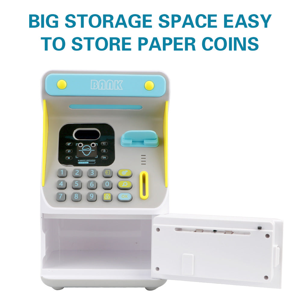 Simulation Face Recognition ATM Cash Deposit Box Simulation Password Automatic Rolling Money Safe Deposit Box Educational Toys