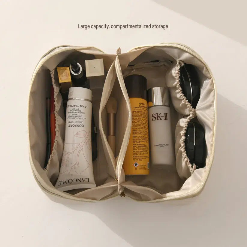 PU organ pillow cosmetic bag female portable large capacity travel portable ins high-end wash makeup storage bag