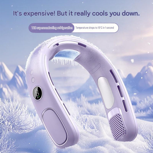 Cross-border semiconductor cooling neck fan, lazy outdoor sports air conditioning fan, portable bladeless neck fan