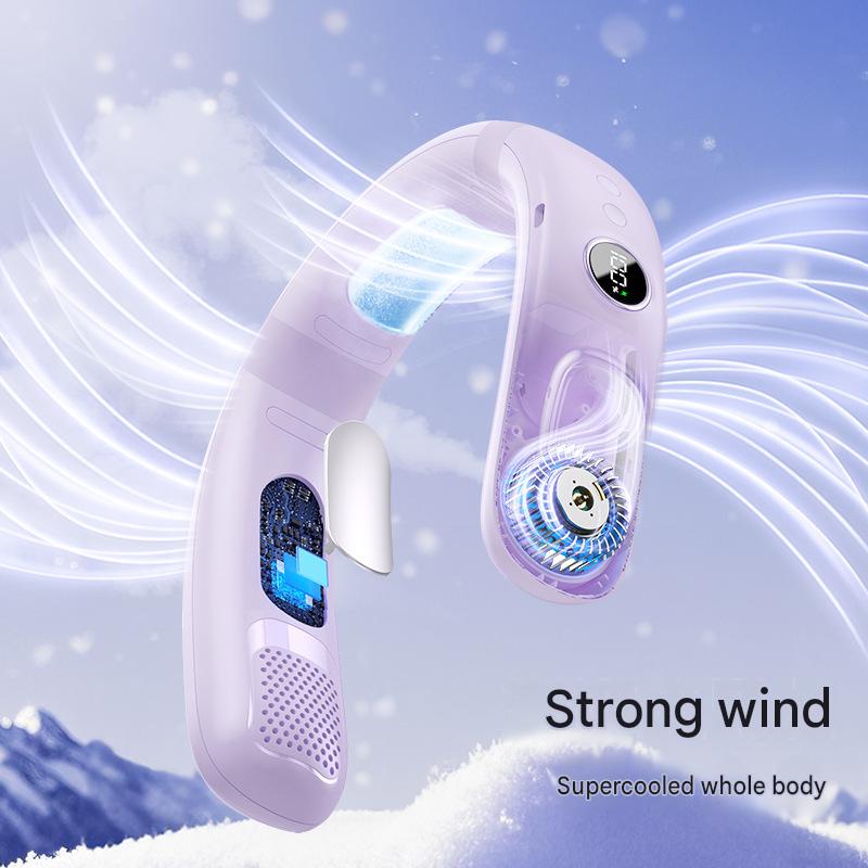 Cross-border semiconductor cooling neck fan, lazy outdoor sports air conditioning fan, portable bladeless neck fan