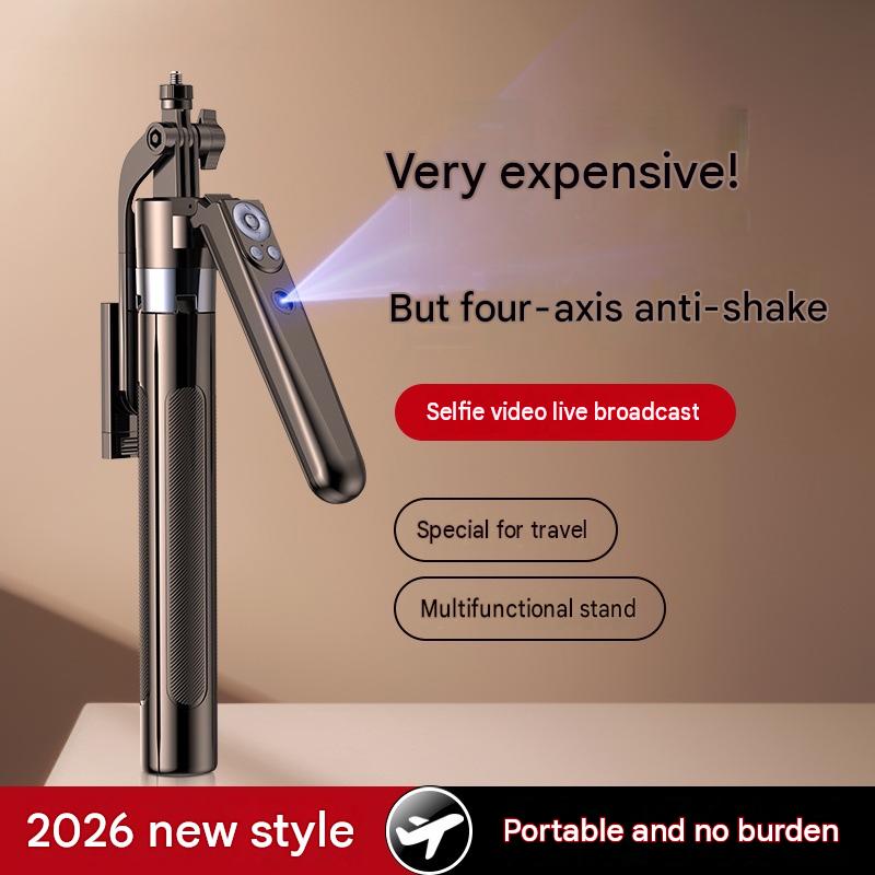 AI-powered intelligent face-tracking gimbal with Bluetooth integrated hidden selfie stick and floor-standing live streaming stand.