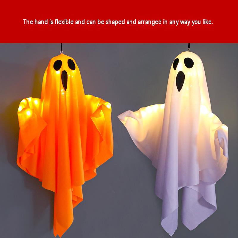 Halloween decoration LED hanging lamp glowing white ghost DIY modeling lamp horror indoor party layout atmosphere lamp