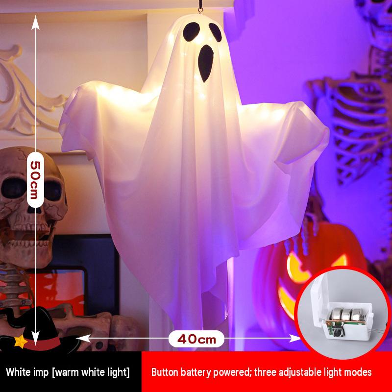 Halloween decoration LED hanging lamp glowing white ghost DIY modeling lamp horror indoor party layout atmosphere lamp