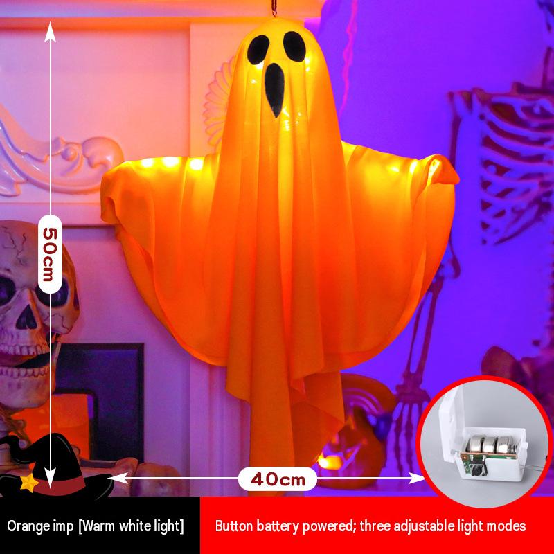 Halloween decoration LED hanging lamp glowing white ghost DIY modeling lamp horror indoor party layout atmosphere lamp