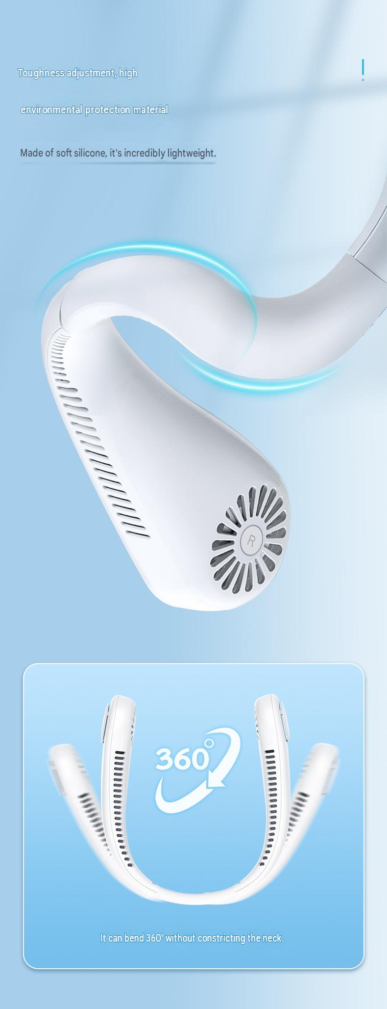 Douyin Explosive Hanging Neck Fan Mini Portable Leafless Fan Mute USB Portable Handheld Folding Fan