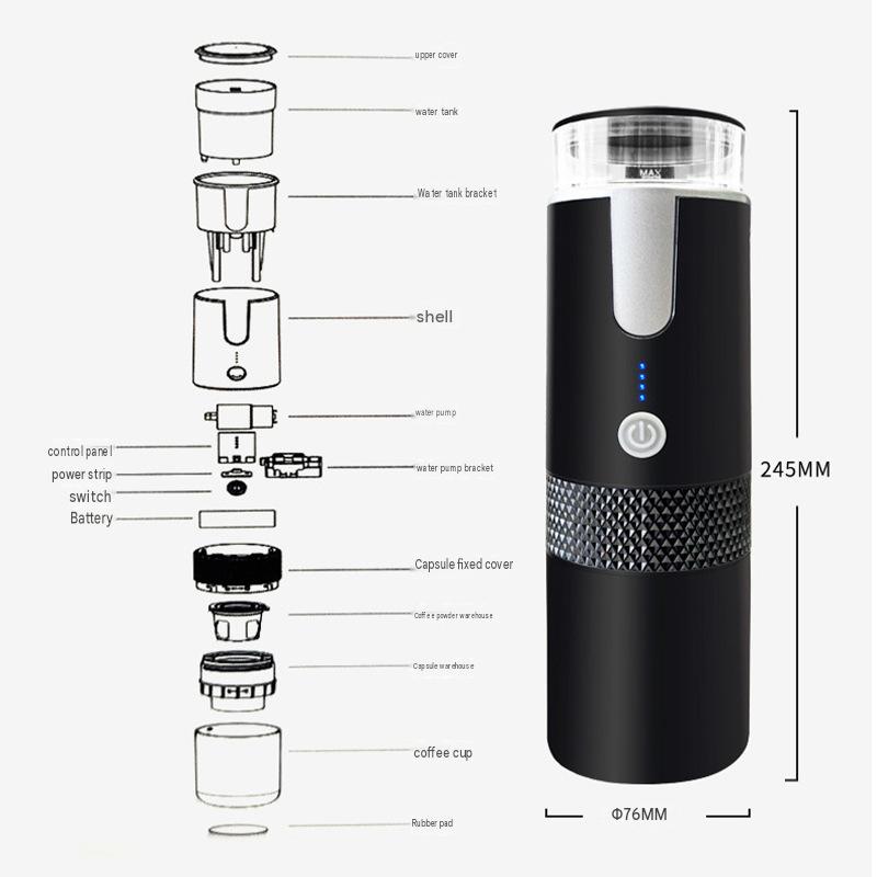 Cross-border portable coffee machine outdoor mini wireless electric fully automatic K CUP capsule coffee machine