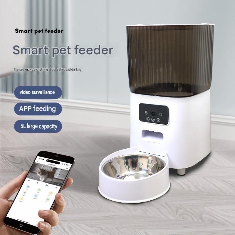Pet smart feeder cat large capacity remote monitoring timing quantitative with camera automatic cat feeding artifact