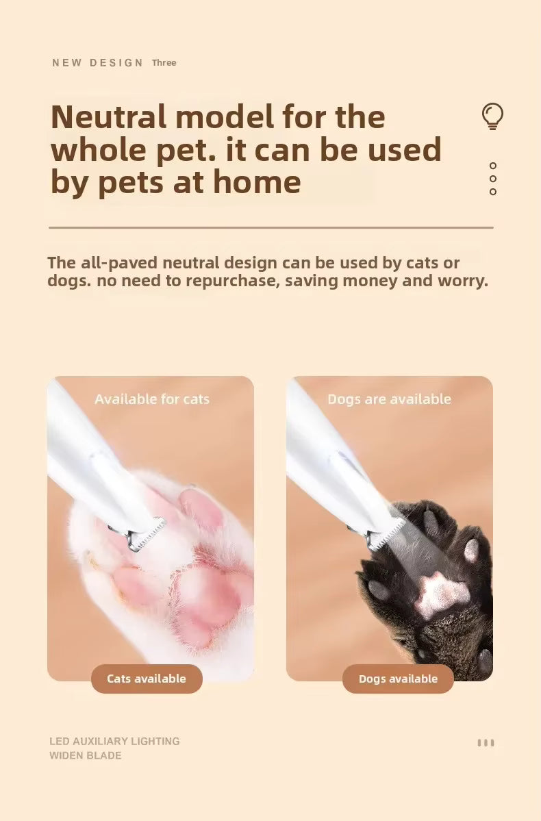 Waterproof LED Light Dog and Cat Foot Shaver Pet Foot Hair Shaving Rechargeable Electric Hair Clipper with Light Dog Hair Trimmer