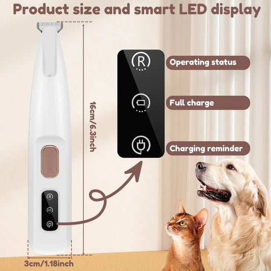 Waterproof LED Light Dog and Cat Foot Shaver Pet Foot Hair Shaving Rechargeable Electric Hair Clipper with Light Dog Hair Trimmer