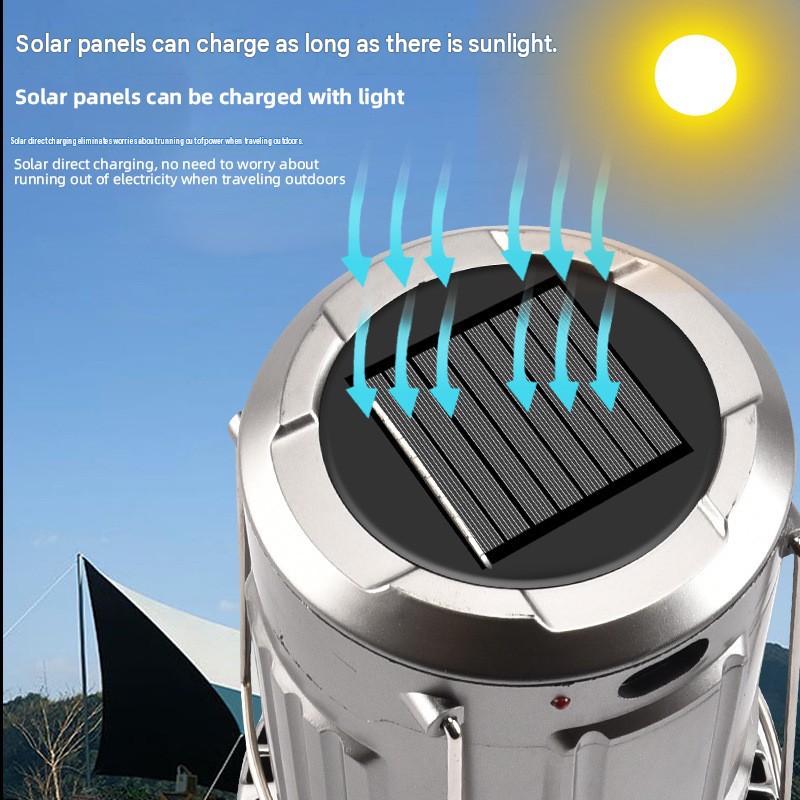 New cob multifunctional solar searchlight camping light tail fan lantern solar charging emergency light