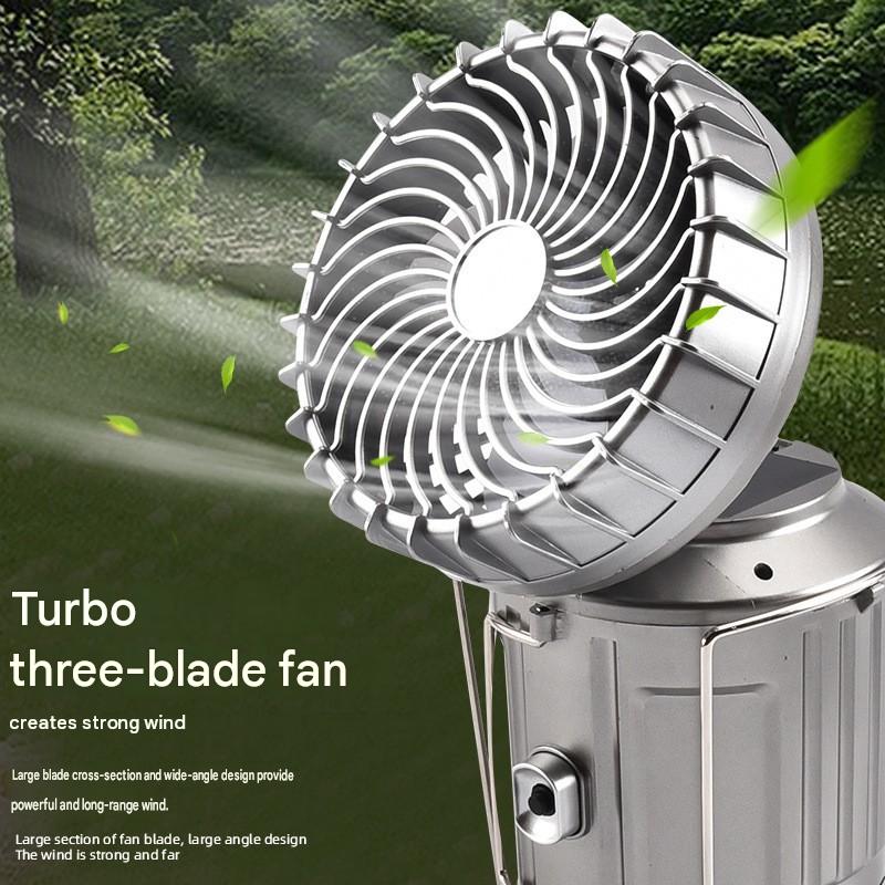 New cob multifunctional solar searchlight camping light tail fan lantern solar charging emergency light