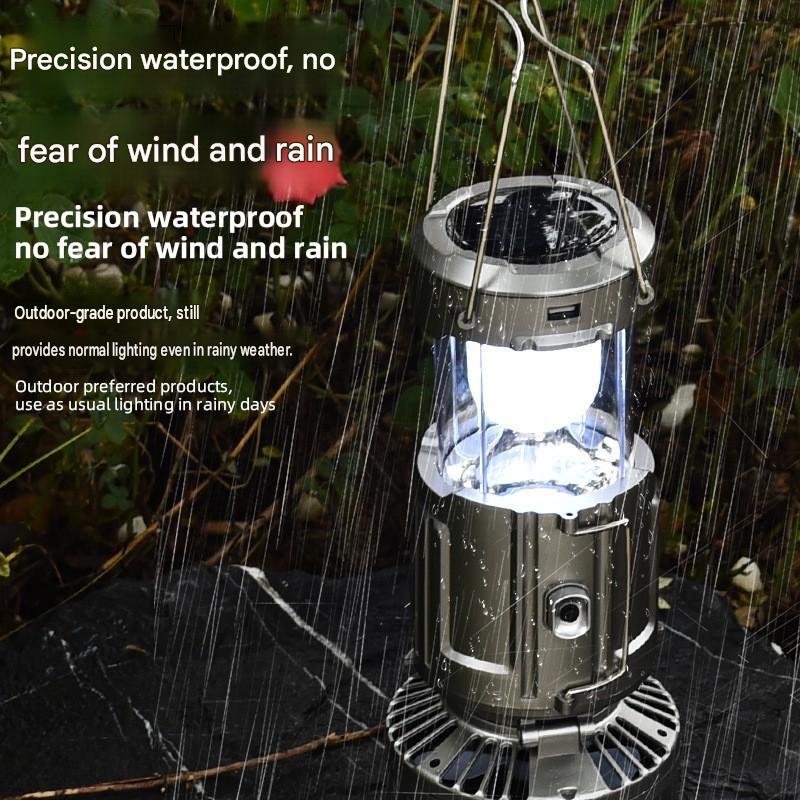 New cob multifunctional solar searchlight camping light tail fan lantern solar charging emergency light