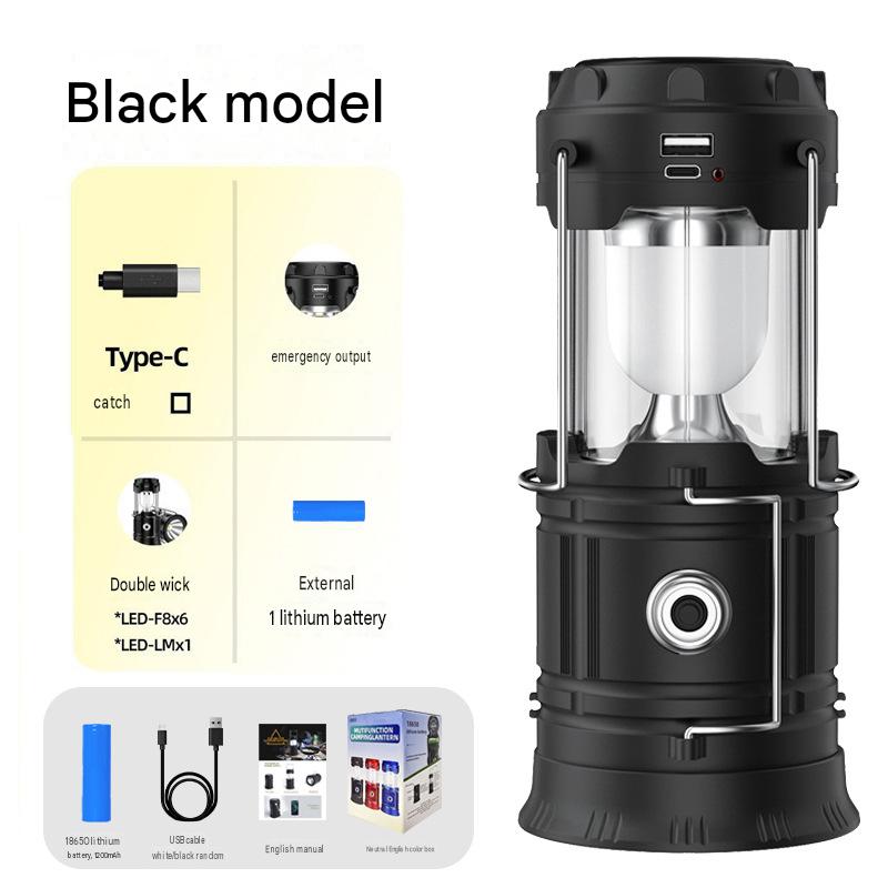 Solar camping light outdoor lighting LED lantern rechargeable tent light multifunctional portable emergency light strong light