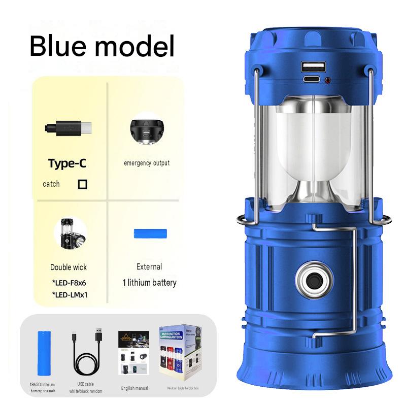 Solar camping light outdoor lighting LED lantern rechargeable tent light multifunctional portable emergency light strong light