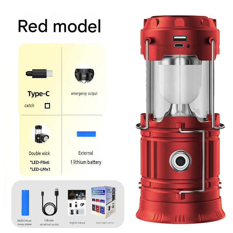 Solar camping light outdoor lighting LED lantern rechargeable tent light multifunctional portable emergency light strong light