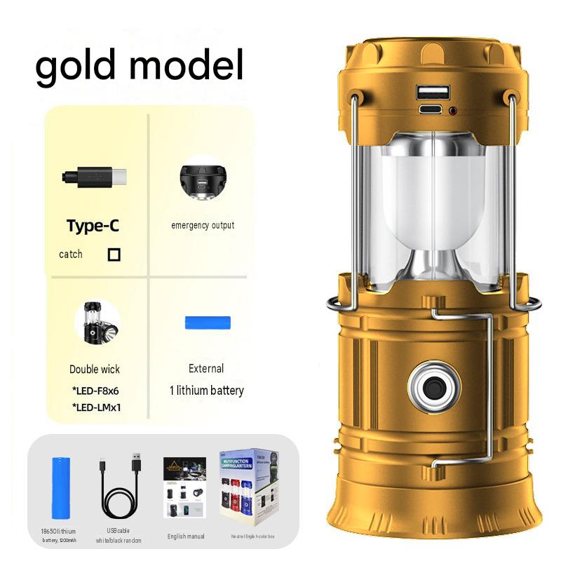 Solar camping light outdoor lighting LED lantern rechargeable tent light multifunctional portable emergency light strong light