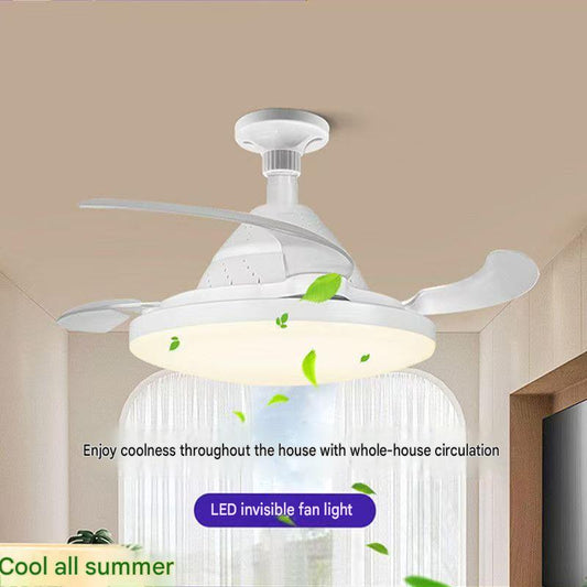 High-grade E27 screw-type three-blade ceiling fan light for home use in living room and bedroom, small, silent, and invisible fan light.