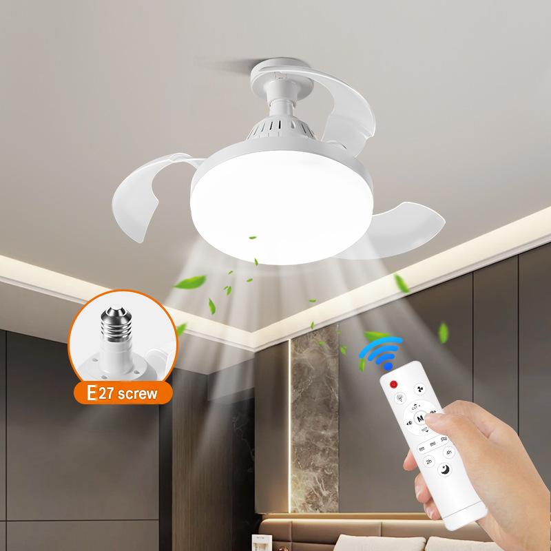 High-grade E27 screw-type three-blade ceiling fan light for home use in living room and bedroom, small, silent, and invisible fan light.