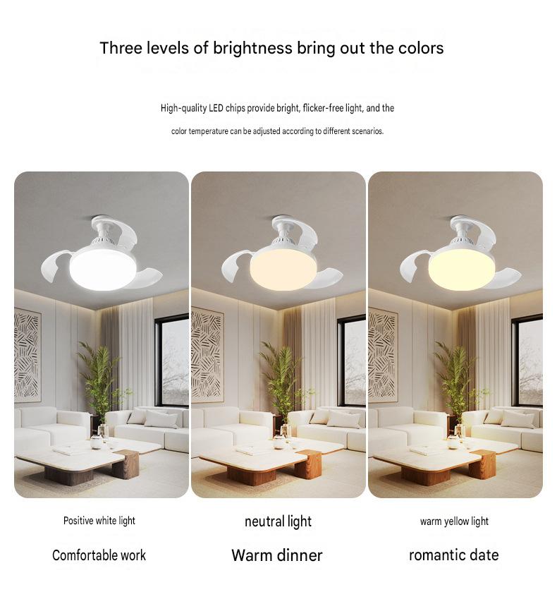 High-grade E27 screw-type three-blade ceiling fan light for home use in living room and bedroom, small, silent, and invisible fan light.