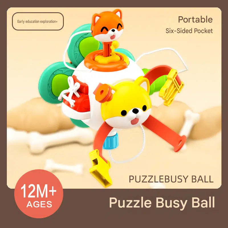 Cross-border baby busy hand catching ball puzzle sensory unified cube six polyhedron Rubik's cube dynamic early education busy ball